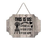 LMMIXEE Modern Rustic Wooden Pallet Sign This Us Our Life Our Story Our Home Wood Signs 8x12 inch Family Wall Decor Farmhouse Decor Wall Art Hanger for Kitchen Bedroom Living Room Foyer