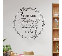 Lmmixee Motivational Quote Wall Stickers You are Fearfully & Wonderfully Made Decal for Wall Vinyl Decals Removable Wall Decal Murals Farmhouse Art for Bedroom Living Room Playroom Office 24 Inch