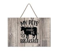 LMMIXEE My Pets Make Me Breakfast Rustic Wooden Sign Motivational Wall Art Rustic Wall Decorations for Living Room Kitchen Home Decor Hanging Signs Housewarming Gift 6x10 inch