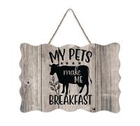 LMMIXEE My Pets Make Me Breakfast Wood Signs Motivational Quote Wood Plaque Farmhouse Decor Wall Art Wall Hanger Sign for Bedroom Living Room Housewarming Gift 6x10 inch