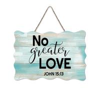 LMMIXEE No Greater Love-John 15 13 Wood Sign Motivational Quote Wood Plaque Farmhouse Decor Wall Art Wall Hanger Sign for Living Room Living Room Bedroom Office 6x10 inch