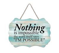 LMMIXEE Nothing Is Impossible The Word Itself Says I'm Possible Wood Sign Words Letters Wood Plaque Farmhouse Wall Art Rustic Wall Decor for Living Room Bedroom New House Gift 8x12 inch