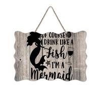 LMMIXEE Of Course I Drink Like A Fish I'm A Mermaid Wooden Pallet Bohemia Signs 6x10 inch Rustic Wooden Wall Art Farmhouse Decor Kitchen Wall Sign Home Decor Housewarming Gift