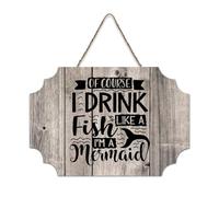 LMMIXEE Of Course I Drink Like A Fish I'm A Mermaid Wooden Pallet Bohemia Wall Sign 8x12 inch Rustic Wooden Wall Art Farmhouse Decor Kitchen Retro Hanging Sign Housewarming Gift