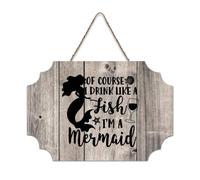 LMMIXEE Of Course I Drink Like A Fish I'm A Mermaid Wooden Pallet Rustic Wood Signs 8x12 inch Rustic Wooden Wall Art Farmhouse Decor Kitchen Home Decor Hanging Signs Housewarming Gift
