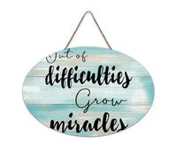 LMMIXEE Out of Difficulties Grow Miracles Vintage Country Wooden Signs Wall Art Rustic Wall Decorations for Living Room Kitchen Wall Sign Home Decor Housewarming Gift 8x12 inch