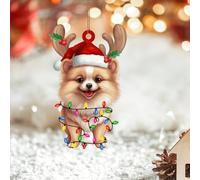 LMMIXEE Pomeranian Acrylic 2D Christmas Ornaments Santa Dog WIth Antlers Christmas Tree Ornaments Personalized Christmas Ornaments 2024 Dog Pet Gift Holiday Christmas Keepsake New Year Gifts