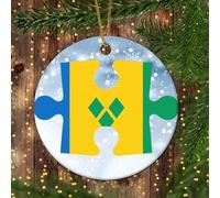 LMMIXEE Puzzle Christmas Tree Ornaments Saint Vincent And The Grenadine Flag Christmas Ornaments 2024 Patriotic Country City Souvenir Xmas Tree Pendant Home Birthday Party Decoration 3 Inch