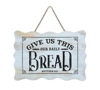 LMMIXEE Retro Vintage Wooden Pallet Sign Give Us This Day Our Daily Bread Wood Signs 8x12 inch Wooden Family Wall Art Decor Wall Hanger for Home Bedroom Living Room Wedding Gifts