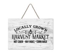 LMMIXEE Retro Vintage Wooden Pallet Sign Locally Grown Harvest Market Hot Cider Hay Rides Corn Maze Wood Signs 8x12 inch Family Farmhouse Decor Wall Art for Living Room Bedroom New House Gift