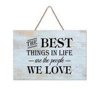 LMMIXEE Retro Vintage Wooden Pallet Sign The Best Things in Life Are The People We Love Wood Signs 6x10 inch Family Farmhouse Decor Wall Art for Home Bedroom Kitchen Living Room