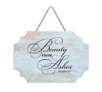 LMMIXEE Rusti Classic Quotes Wood Signs Beauty from Ashes Isaiah 61-3 Wall Art Vintage Wood Plaque Farmhouse Wall Decor for Home Man Cave Gate Garden Bars Cafes 8x12 inch