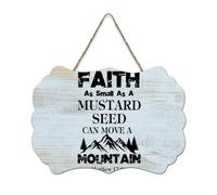 LMMIXEE Rusti Classic Quotes Wood Signs Faith As Small As A Mustard Seed Wall Art Vintage Wood Plaque Farmhouse Wall Decor for Home Man Cave Door Porch Garden Party 6x10 inch