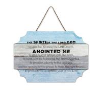 LMMIXEE Rusti Classic Quotes Wood Signs The Spirit of The Lord God Is upon Me Wall Art Retro Wood Plaque Farmhouse Wall Decor for Home Bars Clubs Cafes Man Cave Party 8x12 inch