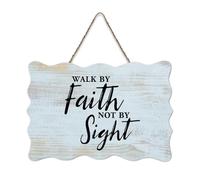 LMMIXEE Rusti Classic Quotes Wood Signs Walk by Faith Not by Sight Wall Art Vintage Country Wood Plaque Farmhouse Wall Decor for Home Man Cave Gate Garden Bars Cafes 6x10 inch