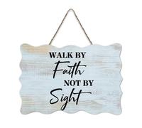 LMMIXEE Rusti Classic Quotes Wood Signs Walk by Faith Not Sight Wall Art Ancient Retro Wood Plaque Farmhouse Wall Decor for Home Bars Clubs Cafes Man Cave Party 8x12 inch