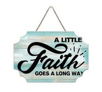 LMMIXEE Rusti Funny Sayings Art Wood Signs A Little Faith Goes A Long Way Wall Art Retro Wood Plaque Farmhouse Wall Decor for Home Man Cave Gate Garden Bars Cafes 8x12 inch