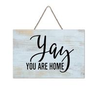LMMIXEE Rusti Funny Sayings Art Wood Signs YAY! You Are Home Wall Art Ancient Retro Wood Plaque Farmhouse Wall Decor for Home Man Cave Gate Garden Bars Cafes 6x10 inch