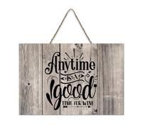 LMMIXEE Rusti Inspirational Quote Wood Signs Anytime Is A Good Time for Wine Wall Art Retro Wood Plaque Farmhouse Wall Decor for Home Man Cave Door Porch Garden Party 6x10 inch