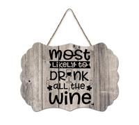 LMMIXEE Rusti Inspirational Quote Wood Signs Most Likely To Drink All The Wine Wall Art Retro Wood Plaque Farmhouse Wall Decor for Home Bars Clubs Cafes Man Cave Party 8x12 inch