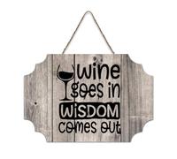 LMMIXEE Rusti Inspirational Quote Wood Signs Wine Goes In Wisdom Comes Out Wall Art Ancient Retro Wood Plaque Farmhouse Wall Decor for Home Man Cave Gate Garden Bars Cafes 8x12 inch