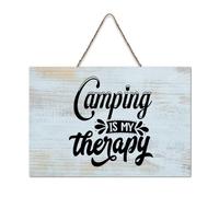 LMMIXEE Rusti Motivational Quote Wood Signs Camping Is My Therapy Wall Art Ancient Retro Wood Plaque Farmhouse Wall Decor for Home Man Cave Gate Garden Bars Cafes 6x10 inch