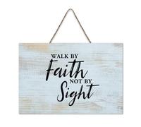 LMMIXEE Rusti Motivational Quote Wood Signs Walk by Faith Not by Sight Wall Art Vintage Wood Plaque Farmhouse Wall Decor for Home Bars Clubs Cafes Man Cave Party 6x10 inch