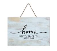 LMMIXEE Rusti Quote Wood Signs Home Is Not A Place It's A Feeling Wall Art Ancient Retro Wood Plaque Farmhouse Wall Decor for Home Man Cave Door Porch Garden Party 8x12 inch