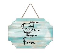 LMMIXEE Rusti Quote Wood Signs Let Your Faith Be Bigger Than Your Fears Wall Art Retro Wood Plaque Farmhouse Wall Decor for Home Bars Clubs Cafes Man Cave Party 8x12 inch