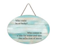 LMMIXEE Rusti Quote Wood Signs Who Could Be So Lucky Who Comes to A Lake for Water Wall Art Vintage Country Wood Plaque Farmhouse Wall Decor for Home Bars Clubs Cafes Man Cave Party 8x12 inch