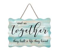 LMMIXEE Rusti Wood Signs And So Together They Built A Life They Loved Wall Art Ancient Retro Wood Plaque Farmhouse Wall Decor for Home Man Cave Door Porch Garden Party 8x12 inch
