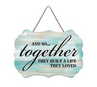 LMMIXEE Rusti Wood Signs And So Together They Built A Life They Loved Wall Art Vintage Country Wood Plaque Farmhouse Wall Decor for Home Man Cave Door Porch Garden Party 6x10 inch