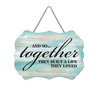 LMMIXEE Rusti Wood Signs And So Together They Built A Life They Loved Wall Art Vintage Wood Plaque Farmhouse Wall Decor for Home Man Cave Gate Garden Bars Cafes 8x12 inch