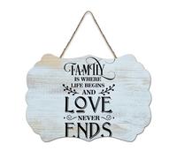 LMMIXEE Rusti Wood Signs Family Is Where Life Begins And Love Never Ends Wall Art Vintage Wood Plaque Farmhouse Wall Decor for Home Man Cave Door Porch Garden Party 8x12 inch
