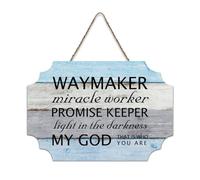 LMMIXEE Rusti Wood Signs Waymaker Miracle Worker Promise Keeper Wall Art Ancient Retro Wood Plaque Farmhouse Wall Decor for Home Man Cave Gate Garden Bars Cafes 8x12 inch