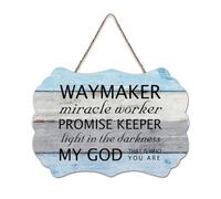 LMMIXEE Rusti Wood Signs Waymaker Miracle Worker Promise Keeper Wall Art Ancient Retro Wood Plaque Farmhouse Wall Decor for Home Bars Clubs Cafes Man Cave Party 8x12 inch