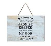 LMMIXEE Rusti Wood Signs Waymaker Miracle Worker Promise Keeper Wall Art Vintage Wood Plaque Farmhouse Wall Decor for Home Bars Clubs Cafes Man Cave Party 8x12 inch