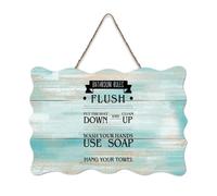 LMMIXEE Rusti Words Letters Wood Signs Bathroom Rules Wall Art Vintage Wood Plaque Farmhouse Wall Decor for Home Man Cave Gate Garden Bars Cafes 6x10 inch