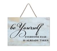LMMIXEE Rusti Words Letters Wood Signs Be Yourself Everyone Else Is Already Taken Wall Art Vintage Wood Plaque Farmhouse Wall Decor for Home Bars Clubs Cafes Man Cave Party 8x12 inch