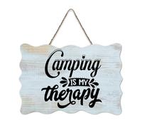 LMMIXEE Rusti Words Letters Wood Signs Camping Is My Therapy Wall Art Vintage Country Wood Plaque Farmhouse Wall Decor for Home Man Cave Gate Garden Bars Cafes 8x12 inch
