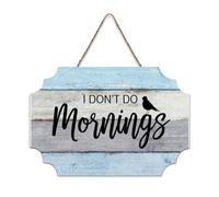 LMMIXEE Rusti Words Letters Wood Signs I Don’t Do Mornings Wall Art Vintage Wood Plaque Farmhouse Wall Decor for Home Bars Clubs Cafes Man Cave Party 6x10 inch
