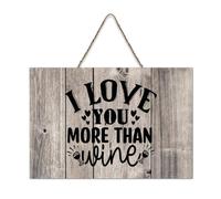 LMMIXEE Rusti Words Letters Wood Signs I Love You More Than Wine Wall Art Vintage Wood Plaque Farmhouse Wall Decor for Home Man Cave Door Porch Garden Party 6x10 inch