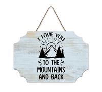 LMMIXEE Rusti Words Letters Wood Signs I Love You to The Mountains And Back Wall Art Retro Wood Plaque Farmhouse Wall Decor for Home Man Cave Door Porch Garden Party 6x10 inch