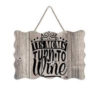 LMMIXEE Rusti Words Letters Wood Signs Its Moms Turn to Wine Wall Art Vintage Wood Plaque Farmhouse Wall Decor for Home Man Cave Door Porch Garden Party 6x10 inch