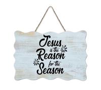 LMMIXEE Rusti Words Letters Wood Signs Jesus Is The Reason for The Season Wall Art Retro Wood Plaque Farmhouse Wall Decor for Home Man Cave Door Porch Garden Party 6x10 inch