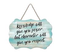 LMMIXEE Rusti Words Letters Wood Signs Knowledge Will Give You Power Wall Art Retro Wood Plaque Farmhouse Wall Decor for Home Man Cave Door Porch Garden Party 8x12 inch