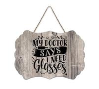 LMMIXEE Rusti Words Letters Wood Signs My Doctor Says I Need Glasses Wall Art Vintage Wood Plaque Farmhouse Wall Decor for Home Man Cave Door Porch Garden Party 8x12 inch