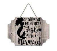 LMMIXEE Rusti Words Letters Wood Signs Of Course I Drink Like A Fish I'm A Mermaid Wall Art Vintage Country Wood Plaque Farmhouse Wall Decor for Home Man Cave Gate Garden Bars Cafes 6x10 inch
