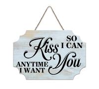 LMMIXEE Rusti Words Letters Wood Signs So I Can Kiss You Anytime I Want Wall Art Retro Wood Plaque Farmhouse Wall Decor for Home Man Cave Gate Garden Bars Cafes 8x12 inch