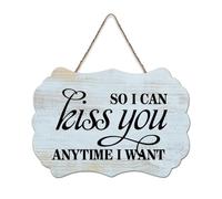 LMMIXEE Rusti Words Letters Wood Signs So I Can Kiss You Anytime I Want Wall Art Vintage Wood Plaque Farmhouse Wall Decor for Home Bars Clubs Cafes Man Cave Party 6x10 inch